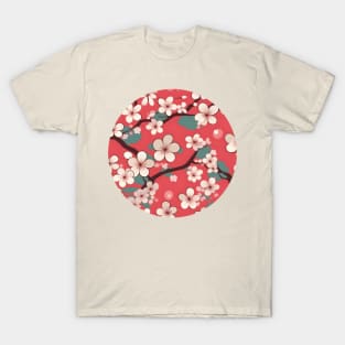 Japanese Kimono Pattern with Cherry Blossoms T-Shirt